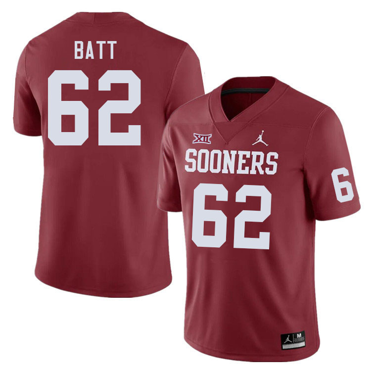 Men #62 Drew Batt Oklahoma Sooners College Football Jerseys Stitched Sale-Crimson